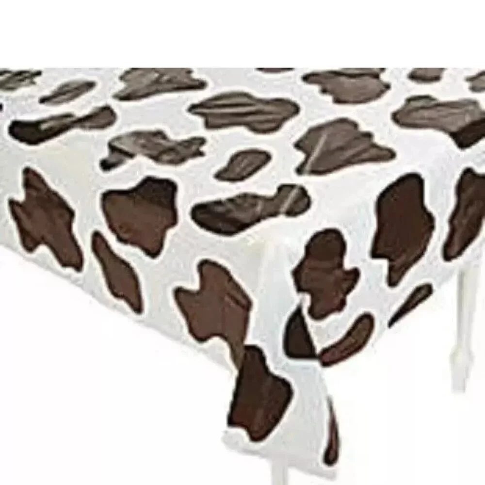 3 Birthday Party Cow Spots Farm Plastic Table Cover Cow Print 54 x 72 Farm Party